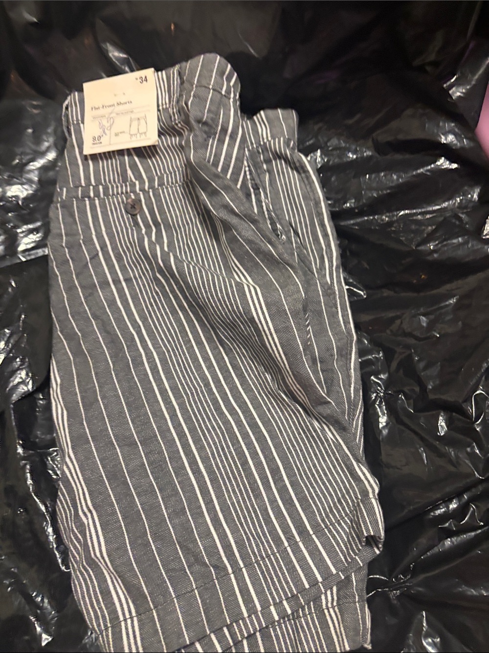 Men's Grey and White Pinstripe Shorts